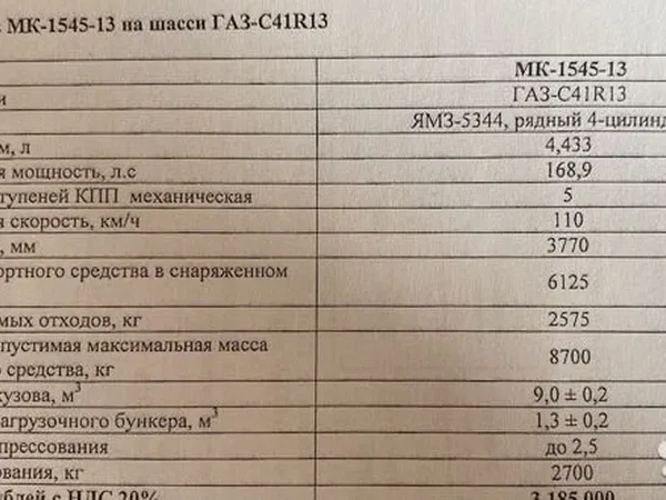 Мусоровоз РАРЗ МК-1545-13 на шасси ГАЗ ГАЗон Next С41R13