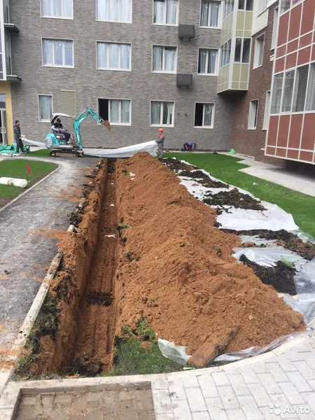 Копка траншей мини-экскаватором, мобильно