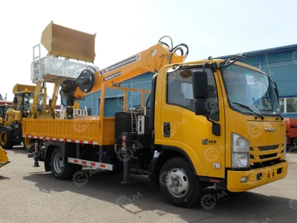 Бортовой грузовик ISUZU 4x2 самосвальный кузов дв 96kw гп 3,5т с кму гп 3,5т 6 секций высота подъема 17м с люлькой с лебедкой