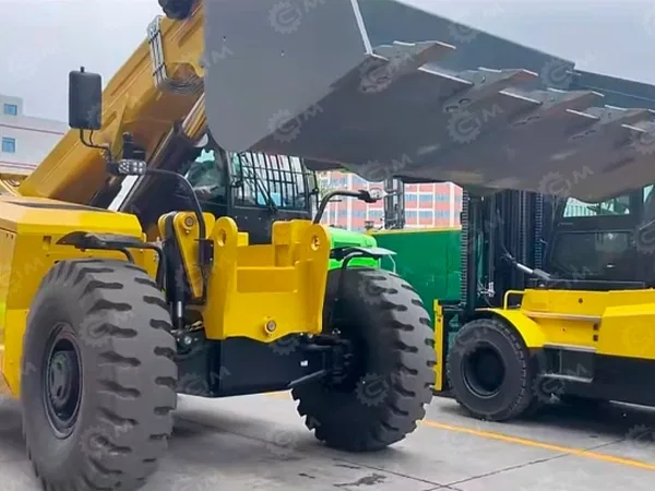 Телескопический погрузчик VIGRUS VRT20010-4Z гп 20т высота 10м, ковш 3м3, быстросъем, корзина на 2-х человек, шинный захват 90С-ТТС-N167, крюк на стреле гп 5т, кабина FOPS/ROPS отопитель, кондиционер