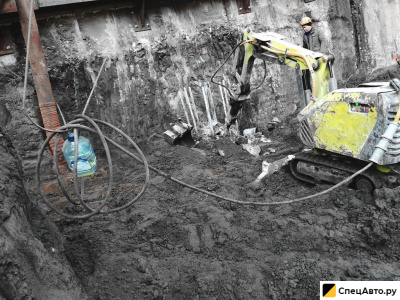 Аренда гидромолота Демонтаж стены в грунте